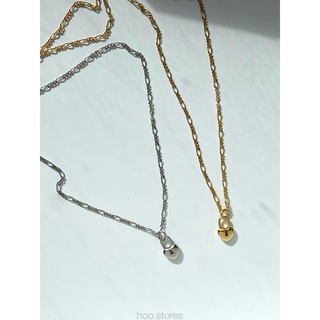 [all silver 925] hoo.stores Heart Lock Chain Necklace (18k gold/ Rhodium plated) สร้อยคอเงินแท้ s925 สร้อยคอกุญแจ