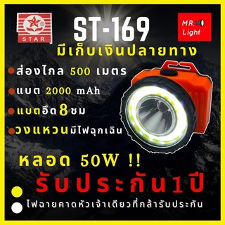 [สินค้าใหม่ รับประกัน 1 ปี]  ST-169 ไฟฉายคาดหัว 50W 3โหมด วงแหวนไฟฉุกเฉินกระพริบลุยฝนได้ส่องไกล500เมตร