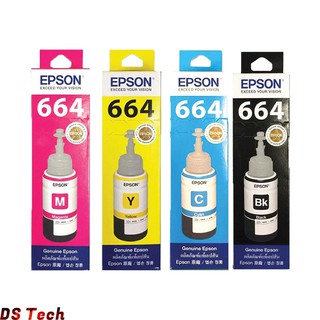 EPSON 664 (4 สี ) รุ่น T6641,BK / T6642,C / T6643,M / T6644,Y หมึกเติมแทงค์แท้