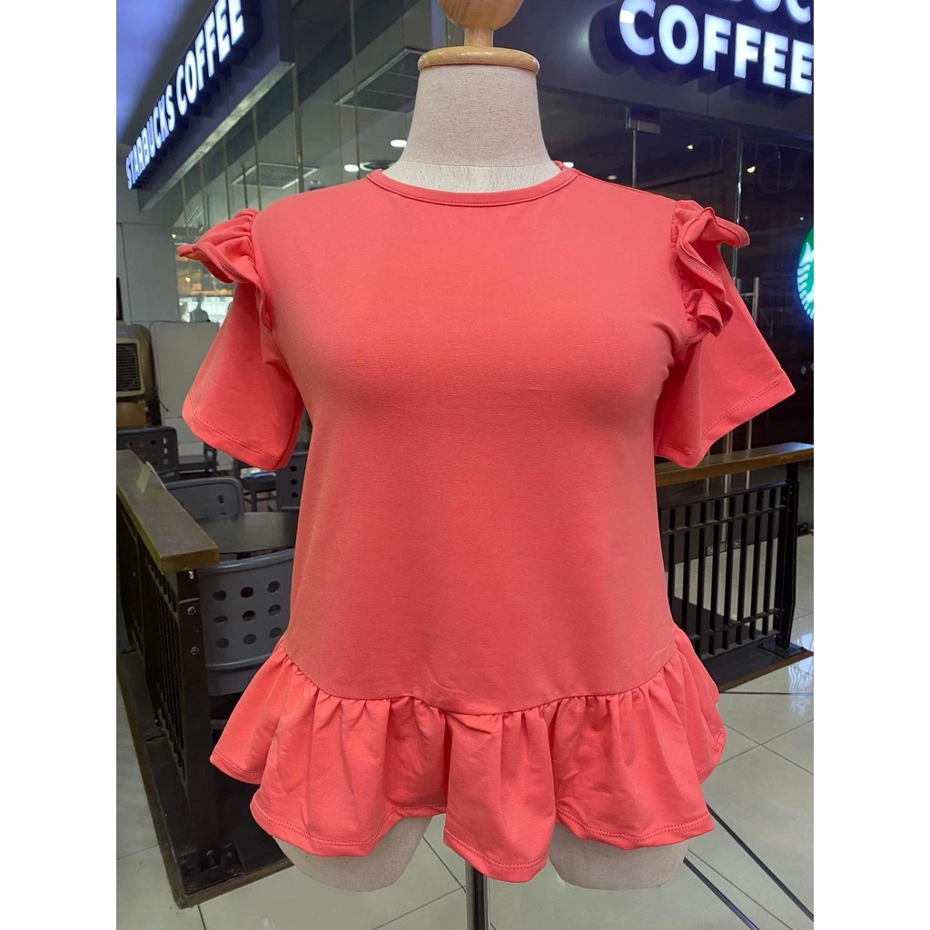 BB01 เสื้อยืดสาวอวบ เสื้อผ้าแฟชั่นผู้หญิง อกประมาณ 35-44 นิ้ว คอกลม แขนสั้น แต่งระบายไหล่ และชายเสื้อ เสื้อผ้าไซส์ใหญ่ thumbnail 10