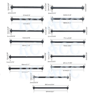 เพลาโลหะ 61 มม. 63 มม. 70 มม. 77 มม. 84 มม. 87 มม. 89.5 มม. สําหรับรถบังคับ 1/10 HSP 94101 94102 94103 94105 94106 94107 94108 94110 94109 94123 94122 94155 94166 2 ชิ้น