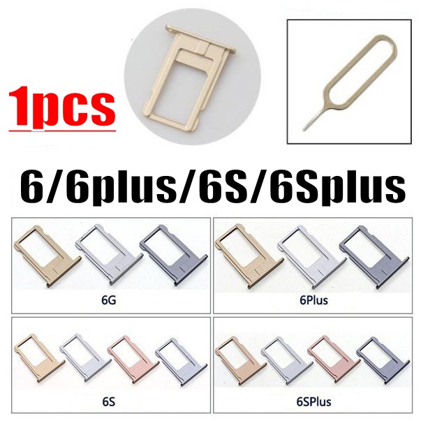 1pcs สําหรับ i6 6P 6S 6SP Plus ซิมการ์ดถาดนิ้วเงินสีเทา Rose Gold ผู้ถืออะไหล่ซ่อม