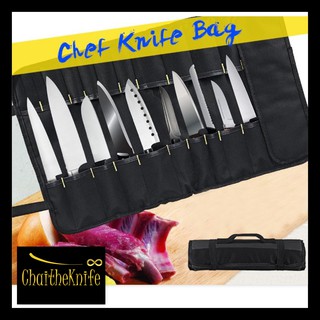 กระเป๋าใส่มีดเชฟ 22 ช่อง สีดำ ที่ใส่มีด 22 ช่อง Chef knife bag 22 slots