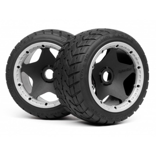 HPI 4743 MOUNTED TARMAC BUSTER RIB TIRE M COMPOUND (REAR) (BAJA 5B)