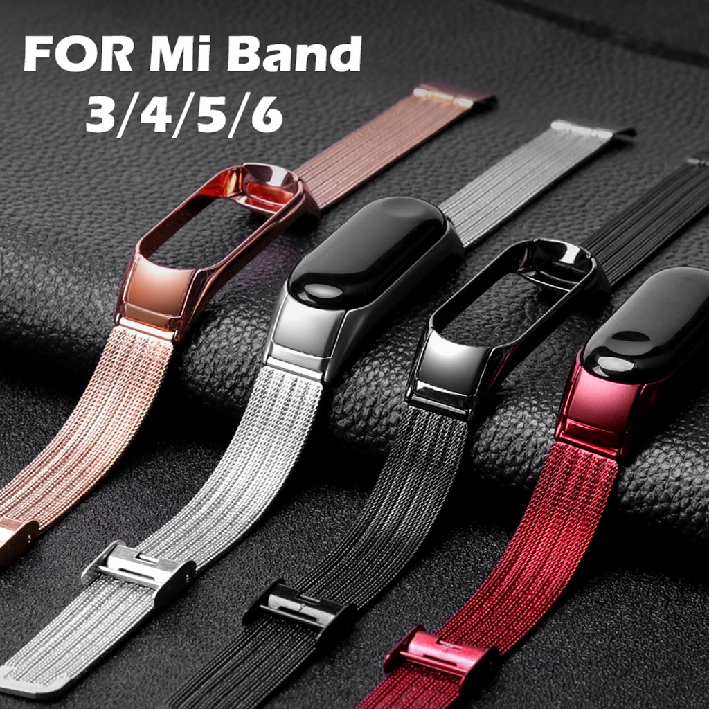 สายนาฬิกาข้อมือ สายสแตนเลส หัวเข็มขัดโลหะ แบบเปลี่ยน สําหรับ Xiaomi Mi Band 7 Mi Band 3 4 5 6