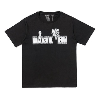 Vlone เสื้อยืดแขนสั้น ผ้าฝ้าย พิมพ์ลาย แฟชั่นสําหรับผู้ชาย และผู้หญิง