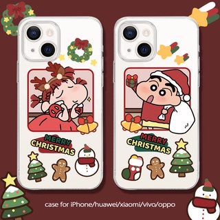 เคสโทรศัพท์มือถือ Tpu นิ่ม กันกระแทก กันรอยกล้อง ลาย Merry Christmas ชินจัง สําหรับ iPhone 11 12 13 pro max XS X XR XSMax 7 8 6 6s plus SE 2020