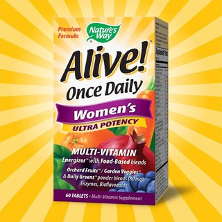 (exp:10/23)Nature Way Alive Once Daily Women’s Ultra Potency วิตามินรวมและแร่ธาตุ สำหรับผู้หญิง 60เม็ด