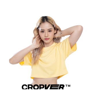 (ลดล้างสต๊อก) Cropver เสื้อครอปผู้หญิงคอกลม สีเหลืองพาสเทล สบายเวอร์ใส่ครอปเวอร์