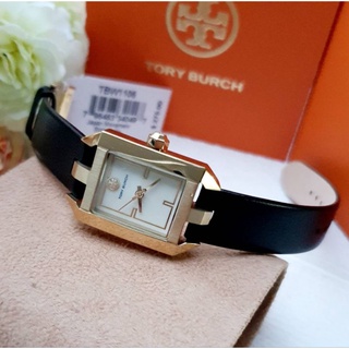 นาฬิกาข้อมือTORY BURCH Dollaway Ivory Dial Black Leather Ladies Watch