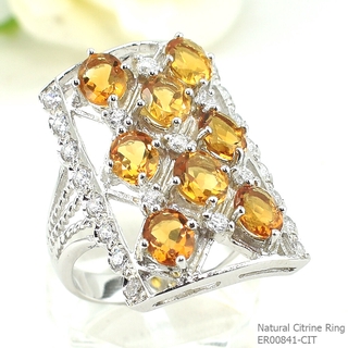 SKJewelryfactory แหวนเงินแท้ ฝังพลอยซิทรินแท้ ดีไซด์แปลกใหม่ ไม่ซ้ำใคร ER00841-CIT