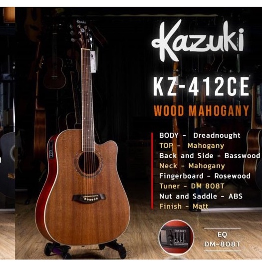 [โค้ดลด1000.-🔥MAX] KAZUKI กีต้าร์โปร่ง | กีต้าร์โปร่งไฟฟ้า รุ่น KZ-412 | APS-40 แถม กระเป๋า Yamaha + ปิ๊ก 2 + ประแจ
