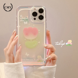 เคสไอโฟนดอกไม้ย้อมรัศมีใช้ได้กับเคสโทรศัพท์ซิลิโคนiPhone 11 Pro Max X Xr Xs 7 8 14 Plus Se 2020 12 pro max 13