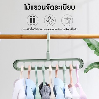 ราวสำหรับแขวนไม้แขวนเสื้อผ้า มีช่องแขวน 9 ช่อง สามารถปรับใช้ได้ทั้งแบบแนวตั้ง แบบแนวนอน ตรงหัวตะขอแขวนหมุนได้