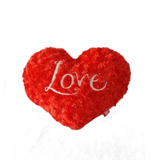 OK&amp;Mshop หมอนอิงรูปหัวใจผ้ากำมะหยี่ LOVE (สีแดง)