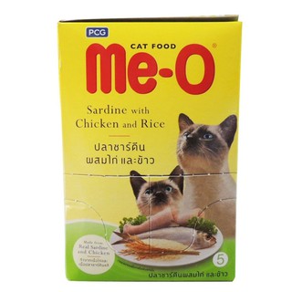 Me-o อาหารแมวมีโอเพ้า สูตรปลาซาร์ดีนผสมไก่และข้าว เบอร์ 5 ยกกล่อง (12ซอง)