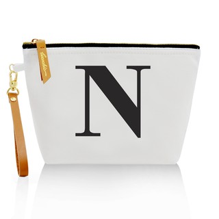 กระเป๋าผ้าลายอักษร ALPHABET CLUTCHES POUCH WHITE ”N”