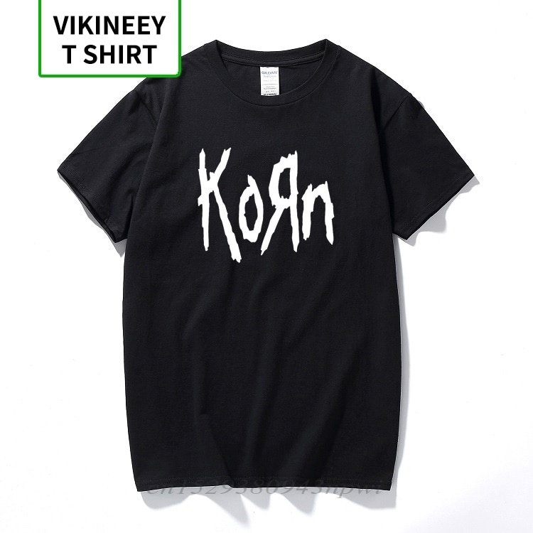 เสื้อยืด แบบนิ่ม พิมพ์ลายตัวอักษรวงร็อค Korn ขนาดใหญ่ สไตล์สตรีท