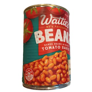 Watties ถั่วขาวในซอสมะเขือเทศปรุงรส 420g.Watties White Beans in Tomato Sauce 420g.วัตถุดิบ อาหารกระป๋อง ถั่วกระป๋อง