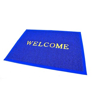 Exterior carpet DOOR MAT HOME LIVING STYLE WELCOME 50X70CM BLUE Carpet Home &amp; Furniture พรมภายนอก พรมเช็ดเท้าดักฝุ่น