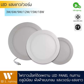 ไฟดาวน์ไลท์ติดเพดาน LED ในตัว LED PANEL ทนทาน อลูมิเนียม ฝังฝ้าแบบกลม แสงวอร์ม-แสงขาว รุ่น P601