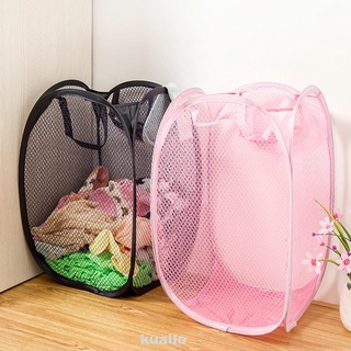 Home Bedroom Laundry Folding Hamper Storage Holder Balcony Nylon Mesh Dirty Clothes Basket