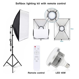 ชุดไฟสตูดิโอ STUDIO 45 WATT WITH SOFTBOX 50X70 SET กำลังไฟ led 45w มาพร้อมรีโมท ปรับโทนแสงของไฟได้ ประกัน 7 วัน