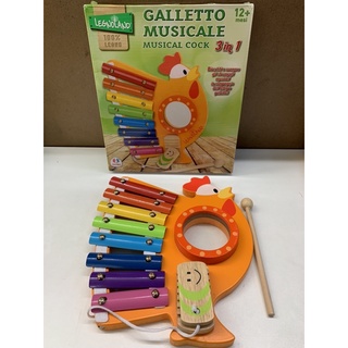 ระนาดเด็ก เครื่องดนตรี8 ตัวโน้ต ของเล่นไม้ Xylophone Galletto Musicale Musical Cock 3in1 ระนาดไก่ เครื่องดนตรีไม้