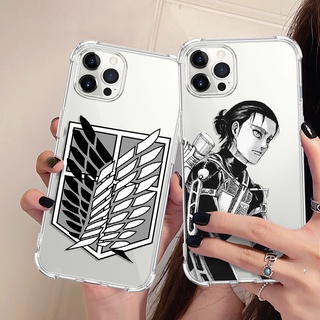 เคสโทรศัพท์มือถือ แบบนิ่ม พิมพ์ลายอนิเมะ Attack on Titan กันกระแทก สําหรับ iPhone 13 12 11 Pro Max lPhone 7 8 Plus XS Max