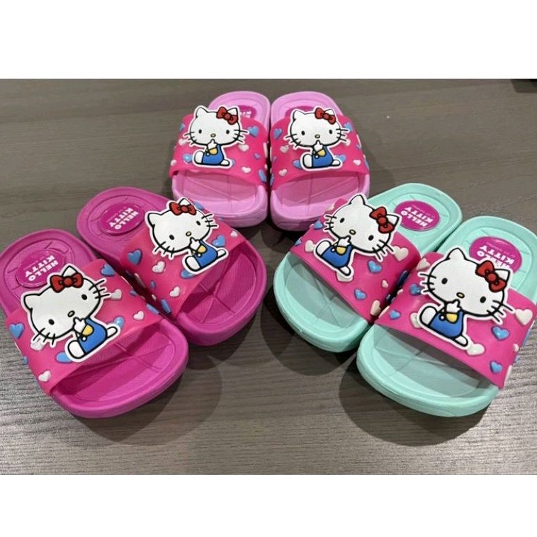 (งานขึ้นห้าง) พร้อมส่ง รองเท้าแตะเด็ก ลาย Kitty ลิขสิทธิ์แท้ 100% Hello Kitty ป้ายห้อย มี 3 สี เขียวมิ้นต์ บานเย็น ชมพู