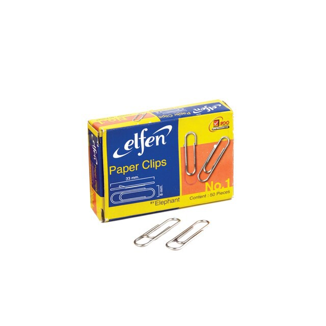 ลวดเสียบกระดาษ Paper Clip เอลเฟ่น Elfen เบอร์ 1 แบบกลม จำนวน 50 ตัว/กล่อง