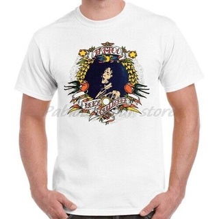 เสื้อยืดผ้าฝ้ายพิมพ์ลายขายดี เสื้อยืดผ้าฝ้าย คอกลม พิมพ์ลายรอยสัก Rory Gallagher สไตล์ร็อค เรโทร สีขาว แฟชั่นฤดูร้อน สํา