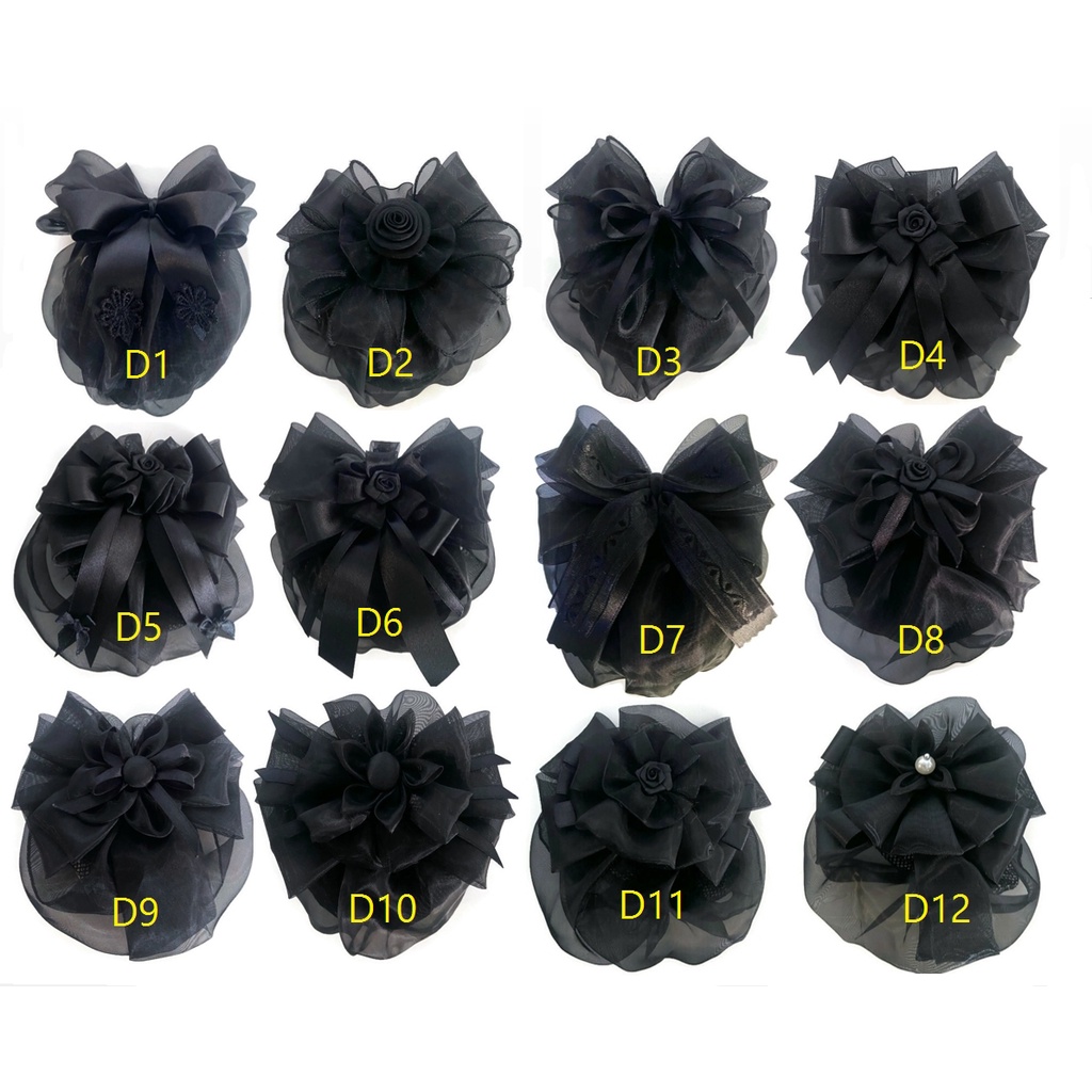 (ชุด2) เน็ตโบว์ติดผม กิ๊บ 10 cm สี 4 โบว์เน็ตคลุมผม โบว์ติดผม ผ้าแก้ว สีสุภาพ พยาบาล ข้าราชการ