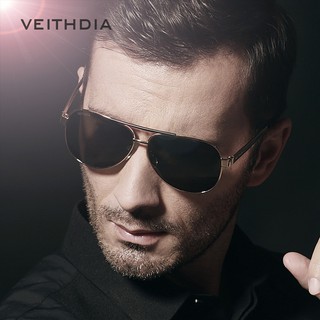 VEITHDIA แว่นกันแดดเลนส์กระจกสีเขียวสไตล์วินเทจ UV 400