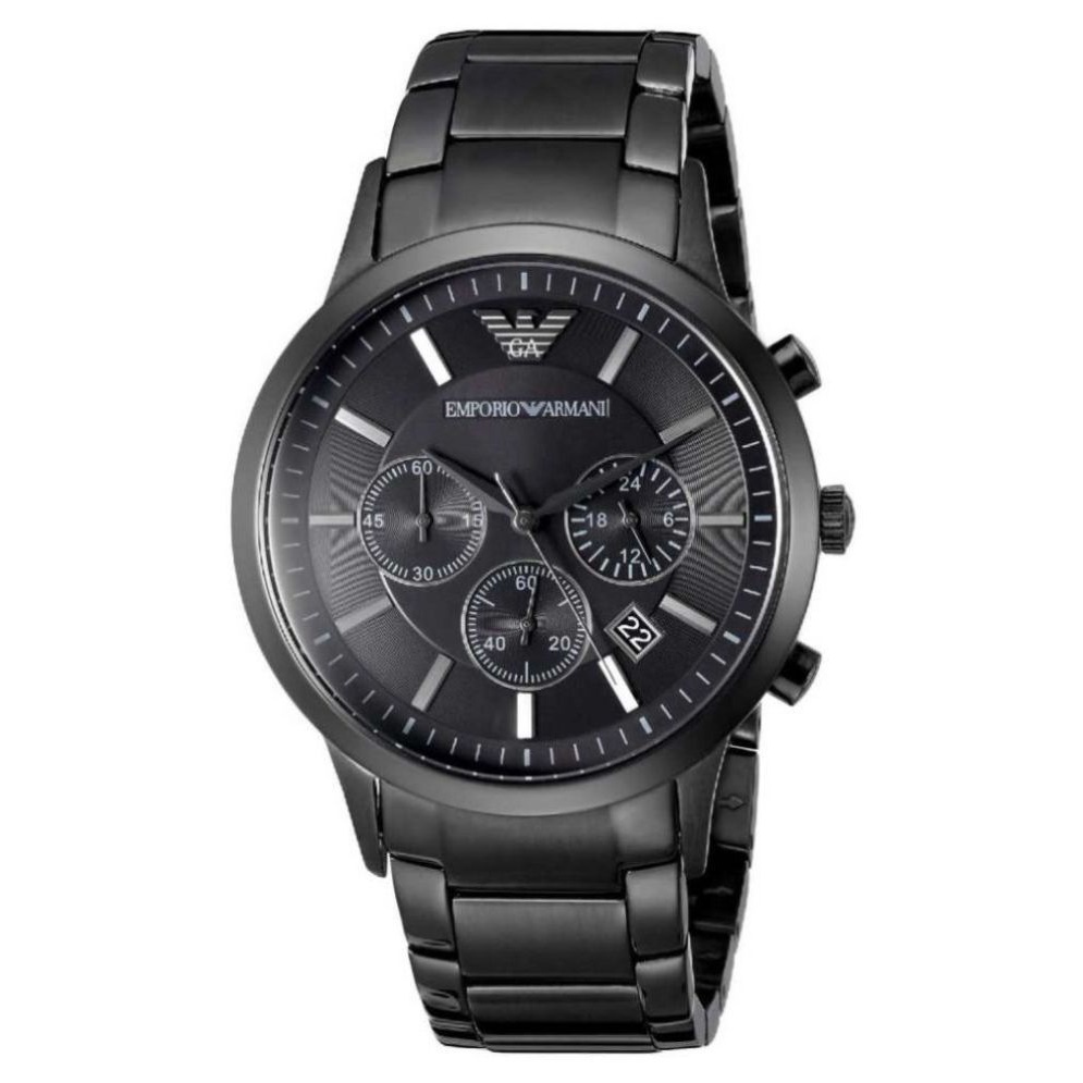 Authentic Original Emporio Armani Men's Chronograph Black Ion-Pleated Watch AR2453