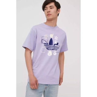 Adidas เสื้อยืด Trefoil สีม่วง M