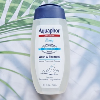 Aquaphor® Baby, Wash and Shampoo, Fragrance Free 250mL ครีมอาบน้ำและแชมพูสำหรับเด็กและทารก ปราศจากน้ำตา อ่อนโยนกับทารก