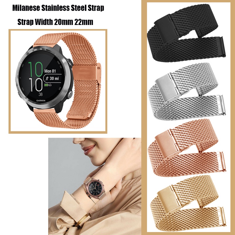 20 มม.22 มม.Milainese สายสแตนเลสสําหรับ Garmin Venu Sq 2 3 4 / Forerunner 245 165 255 265 / vivoactive 5 เพลง / vivoactive 4