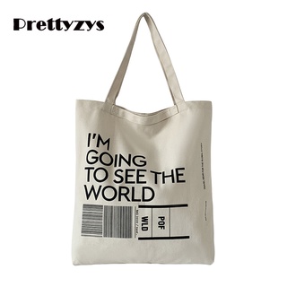 Canvas Bag Prettyzys 2022 Korean Tote Bag Large capacity For Teenage Girl