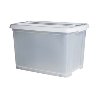 กล่องล้อเลื่อนพลาสติก ฝาขาว ไซส์ S รุ่น 4000S สีใส White Plastic Lid Wheel Box Size S Model 4000S, Clear