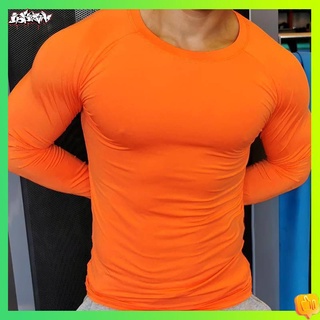 กางเกงรัดกล้ามเนื้อผู้ชาย กางเกงรัดกล้ามเนื้อ Fitness Mens Fitness Long -sleeved Running Sports T -shirt Muscle 撸การฝึกอบรมเหล็กกีฬาถุงน่องสีทึบฐาน