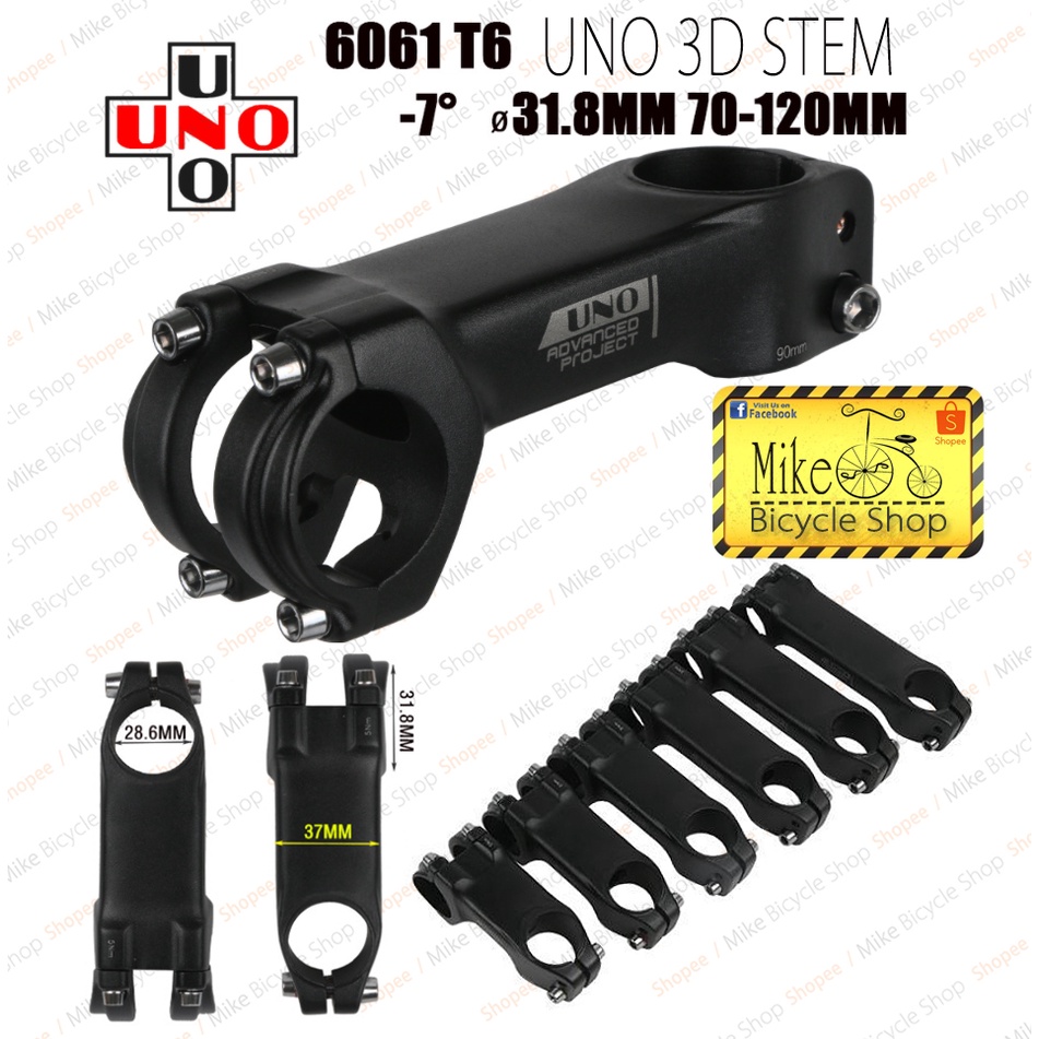 UNO 3D Stem Square Shape 31.8 มม.บาร์ x 28.6 มม.Seter จักรยาน Stem สําหรับจักรยานเสือหมอบ MTB RB