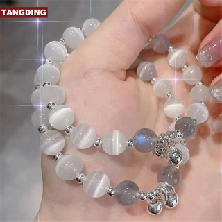 【COD Tangding】สร้อยข้อมือ ประดับหินคริสตัลเทียม รูปตาแมว และดวงจันทร์ ขนาดเล็ก เหมาะกับของขวัญ สําหรับเด็กผู้หญิง