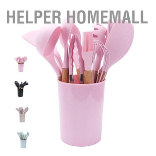 Helper Homemall ชุดแปรงซิลิโคน ด้ามจับไม้ ไม่เหนียวติด สําหรับทําอาหาร