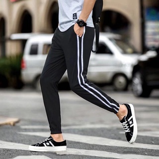 S-2XL กางเกง Mens Korean Fashion Casual Long Pants Men Drawstring Sports Jogging Pants