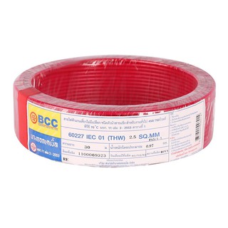 THW power cord ELECTRIC WIRE IECO1 (THW) BCC 1X2.5SQ.MM 30M RED Power cable Electrical work สายไฟ THW สายไฟ IEC01 (THW)