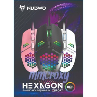 Mouse Gaming Nubwo NM-91M Mouse Hexagon with RGB Lighting  (ชมพู /ขาว/ ดำ )