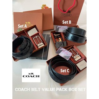 🌈Coach Ouletเเท้100%  เข็มขัดหนัง Coach 2 หัวเปลี่ยน ของขวัญชุดคุ้ม