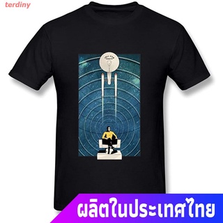 terdiny เสื้อยืดกีฬา เสื้อยืดผ้าฝ้ายคอกลมแฟชั่นผู้ชายพิมพ์ Qmy Final Frontier Star Trek สีดํา Popular T-shirts