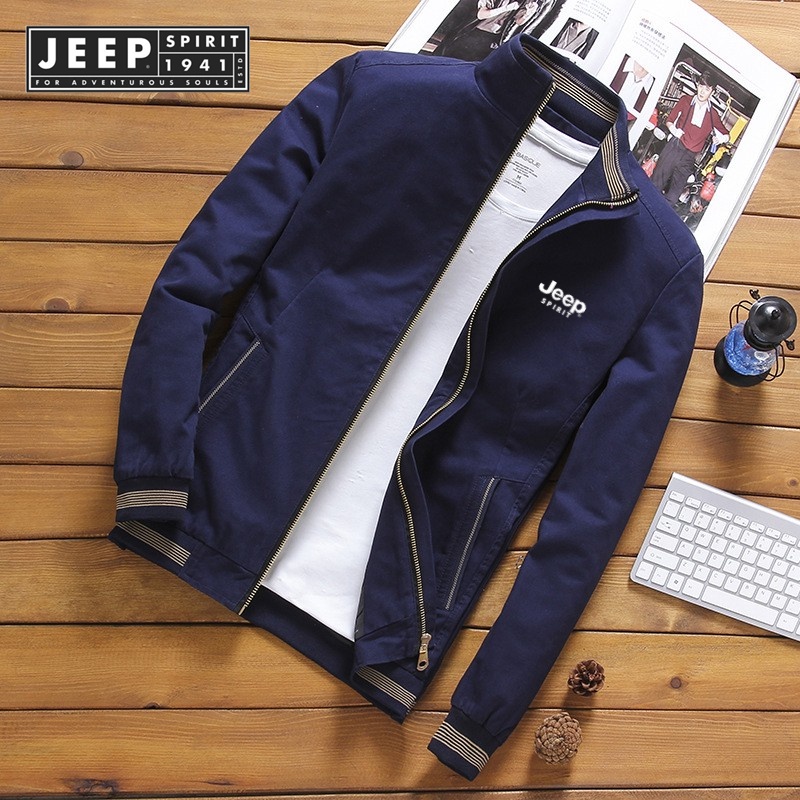 JEEP SPIRIT 1941 ESTD เสื้อแจ็กเก็ตเบสบอลลําลอง กันลม เข้ารูป แฟชั่นฤดูใบไม้ผลิ ฤดูใบไม้ร่วง สําหรับผู้ชาย ราคา ถูกที่สุด ดีลบีเคเค แกลเลอรีภาพที่ 4